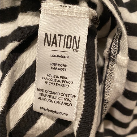 Nation LTD Deana Tee. Black & White Striped. Size Medium. Organic Cotton. - Picture 7 of 8